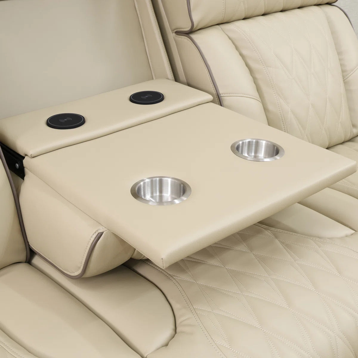 Beige Power Recliner Sectional Couch