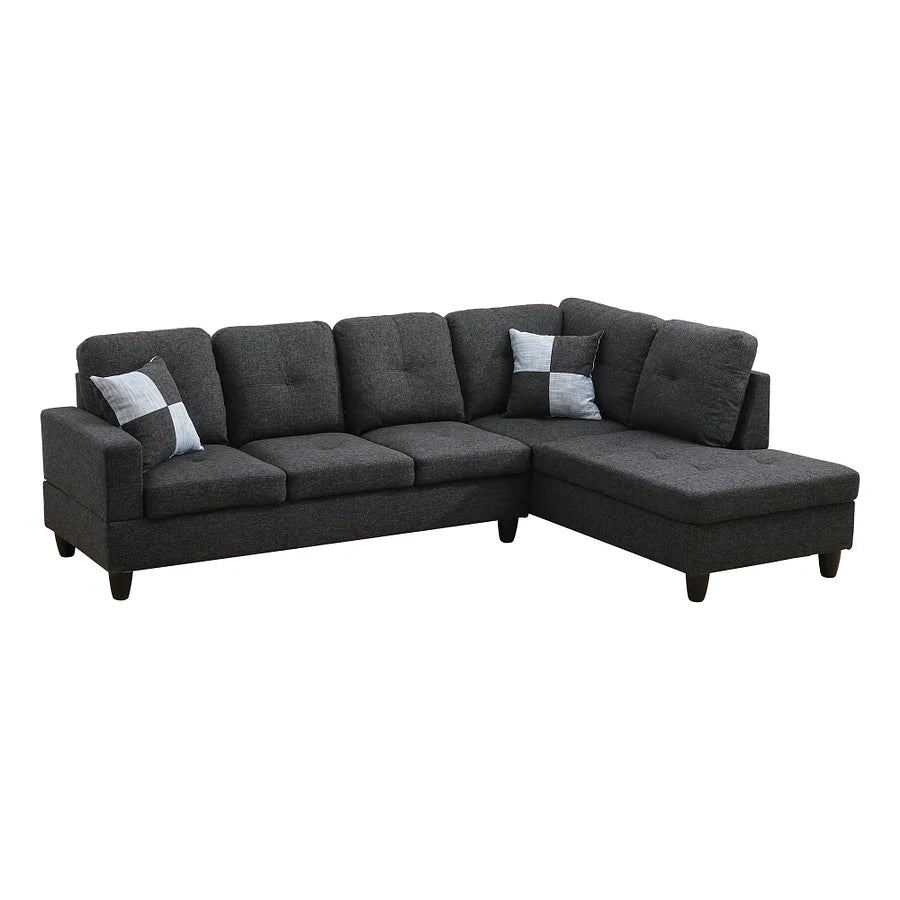 Dark Gray Sectional Couch and Storage Ottoman