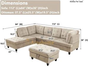 L Shape Sectional Couch With Ottoman
