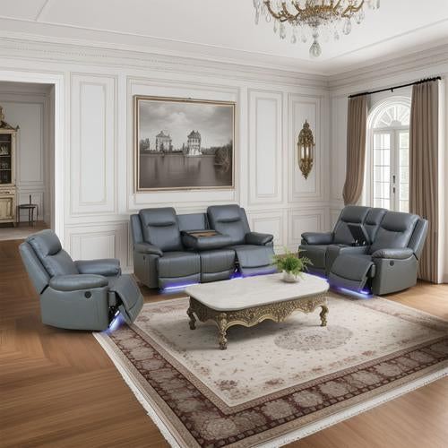 Gray Power Reclining Couch 3-Pc Set — Sofa • Loveseat • Chair