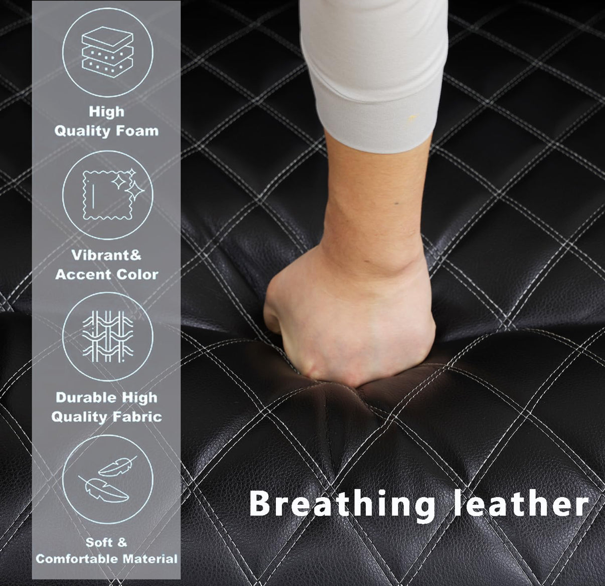 Black Leather Power Reclining Couch Set 3 Pieces, with wireless charger, cup holders, LED lights