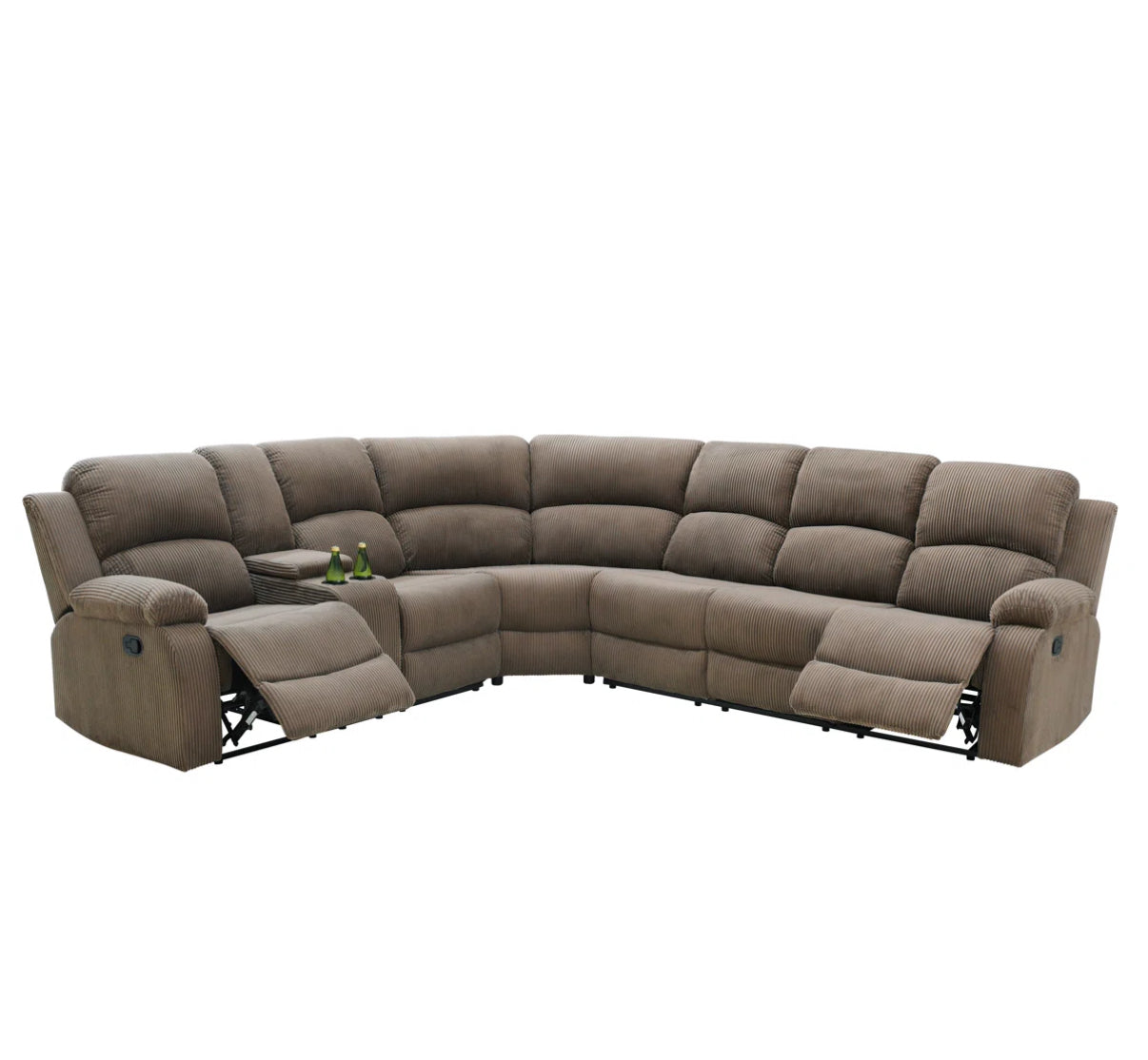 Recliner Sectional Sofa, 5 Seat L-Shaped Manual Reclining Sofa, 3 Piece Sofa Couch For Home Theater