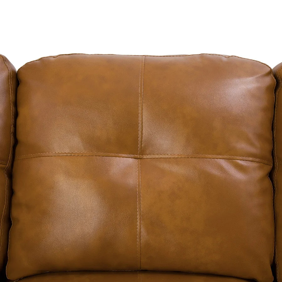 Ginger Faux Leather Sectional Couch With Storage Ottoman