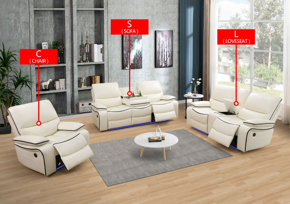 White Power Electric Reclining Couch