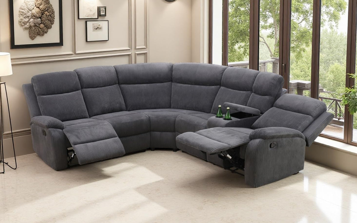 Gray Corduroy Fabric Sectional Couch