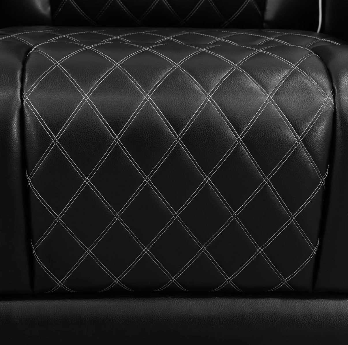 Black Leather Power Reclining Couch Set 3 Pieces, with wireless charger, cup holders, LED lights