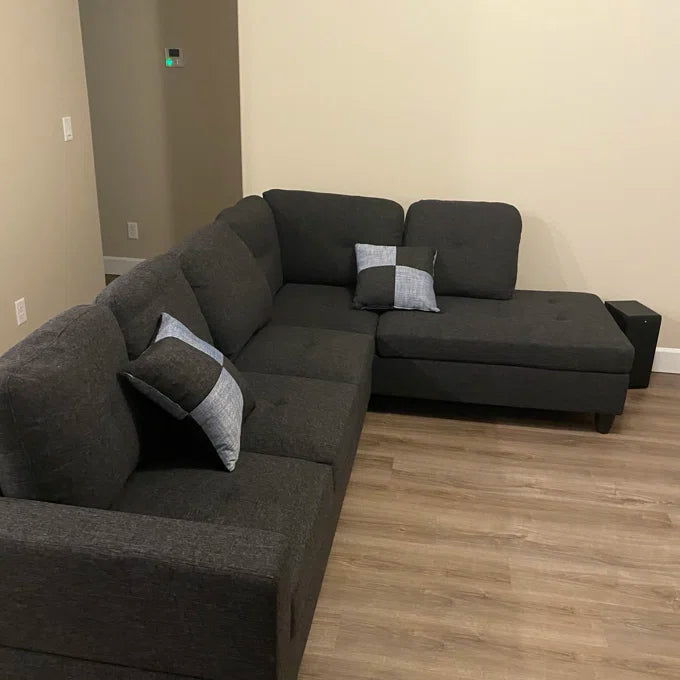 Dark Gray Sectional Couch and Storage Ottoman