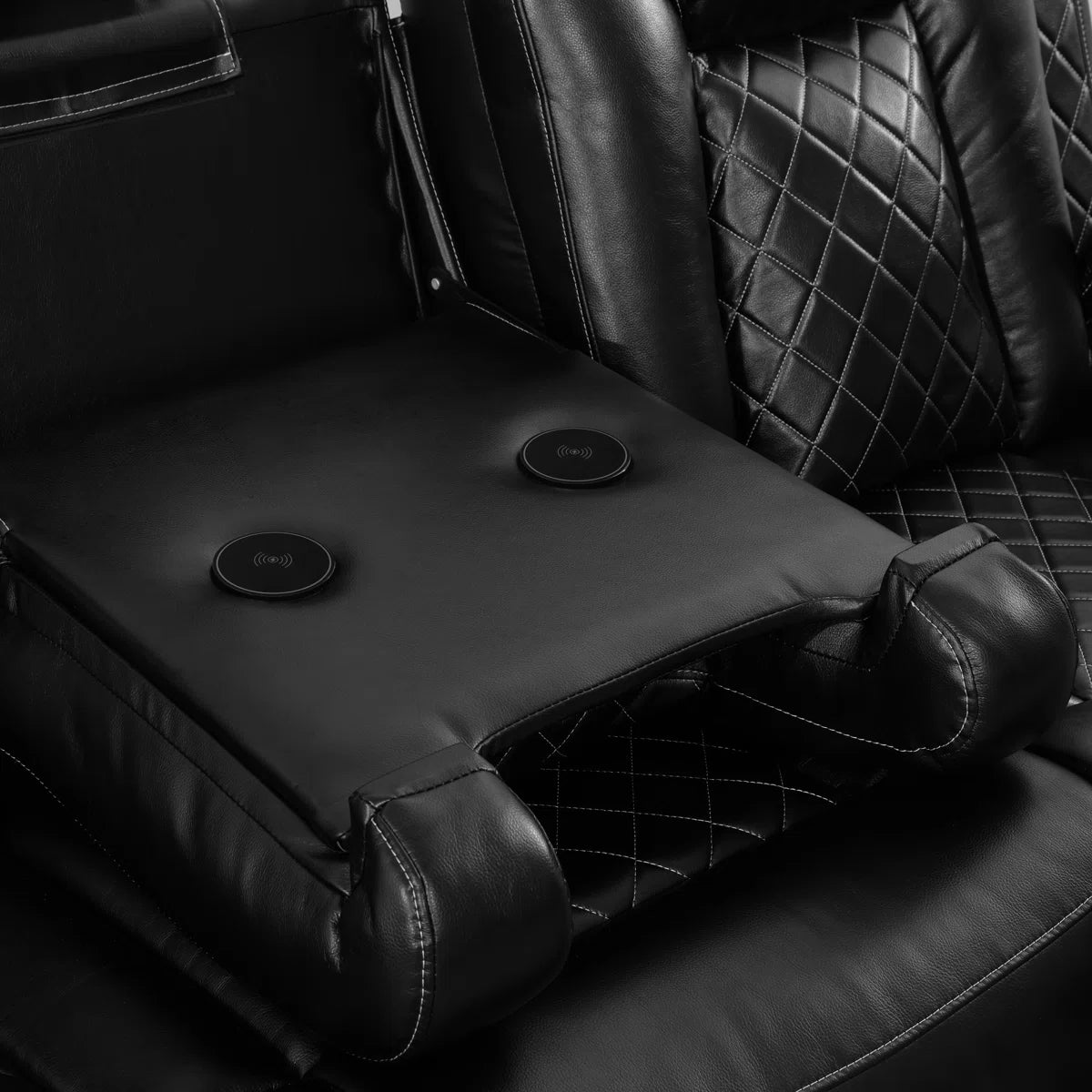 Black Breathing Leather Power Reclining Sofa Set 3 Pieces