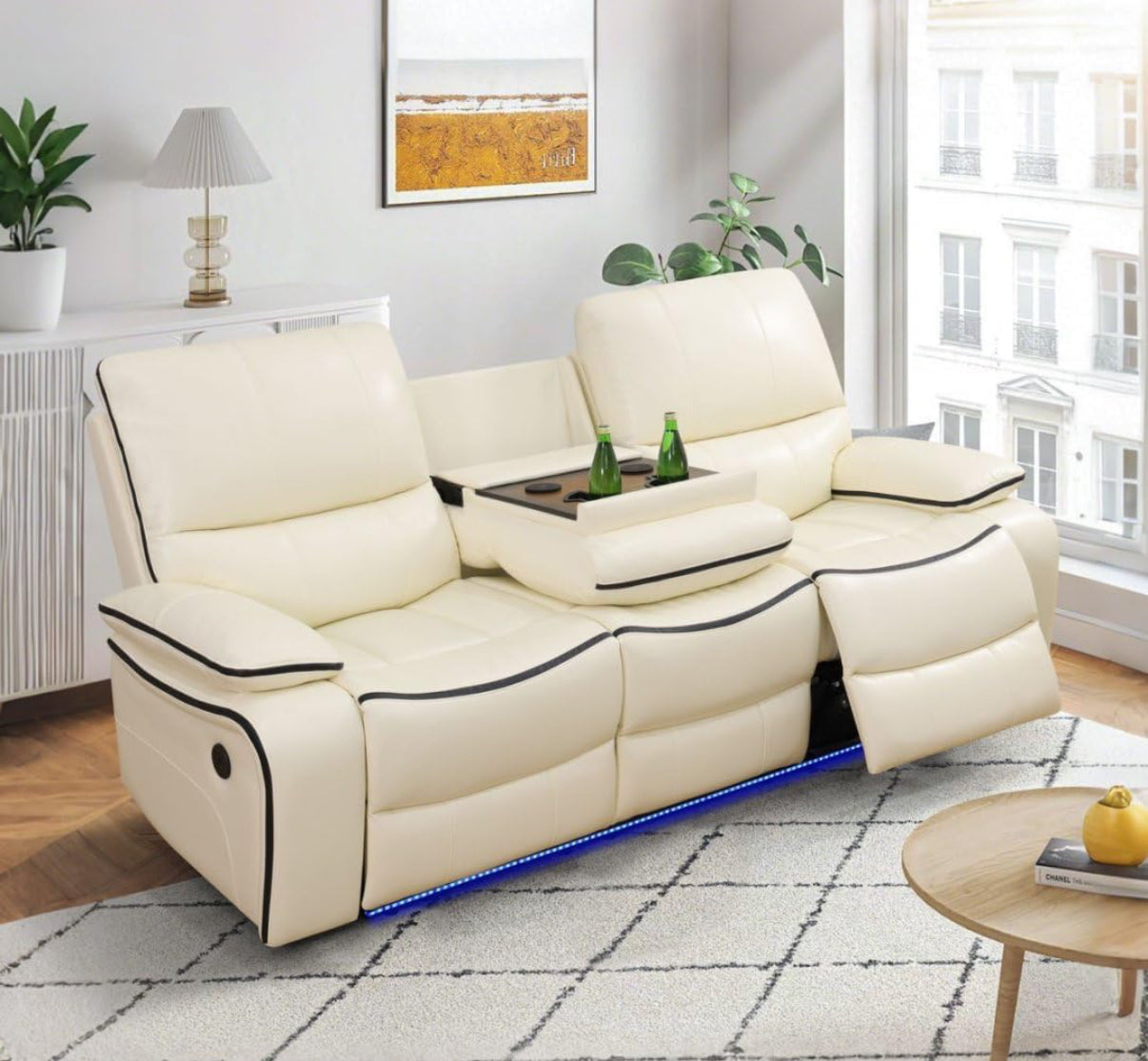 White Power Electric Reclining Couch