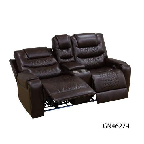 Brown Breathing Leather Power Reclining Couch Set - 3 Pieces