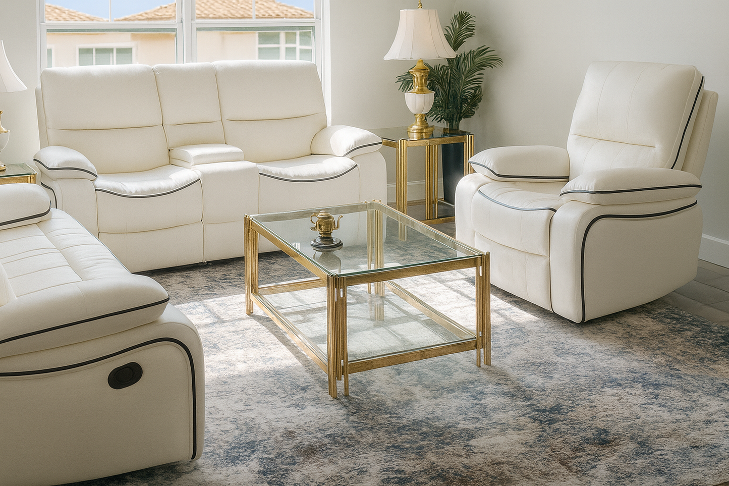 White Power Electric Reclining Couch