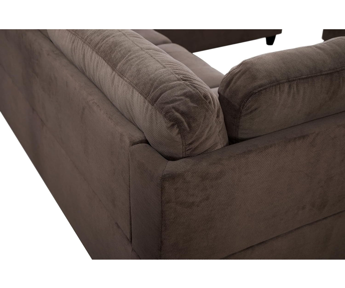 Brown L Shape Sectional Couch With Ottoman