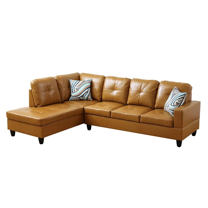 Ginger Faux Leather Sectional Couch With Storage Ottoman