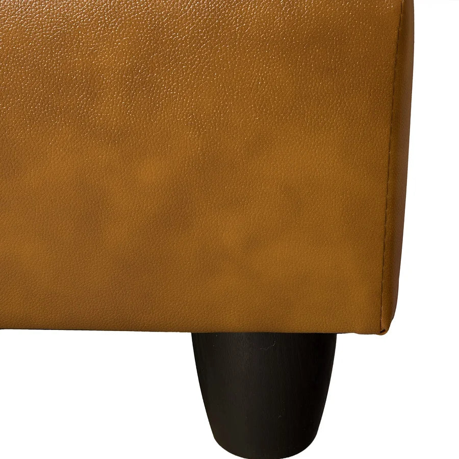 Ginger Faux Leather Sectional Couch With Storage Ottoman