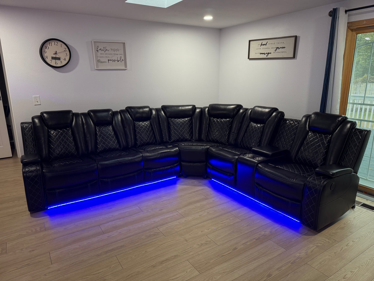 Black Breathing Leather Power Recliner Couch