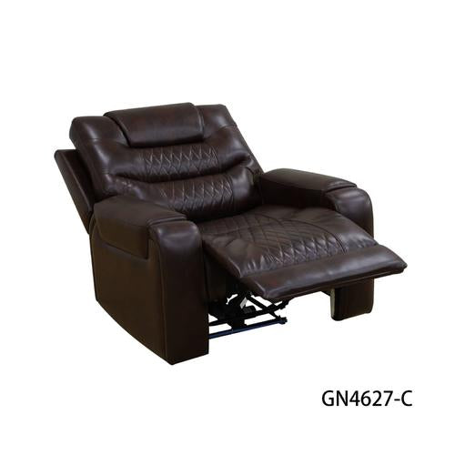 Brown Breathing Leather Power Reclining Couch Set - 3 Pieces