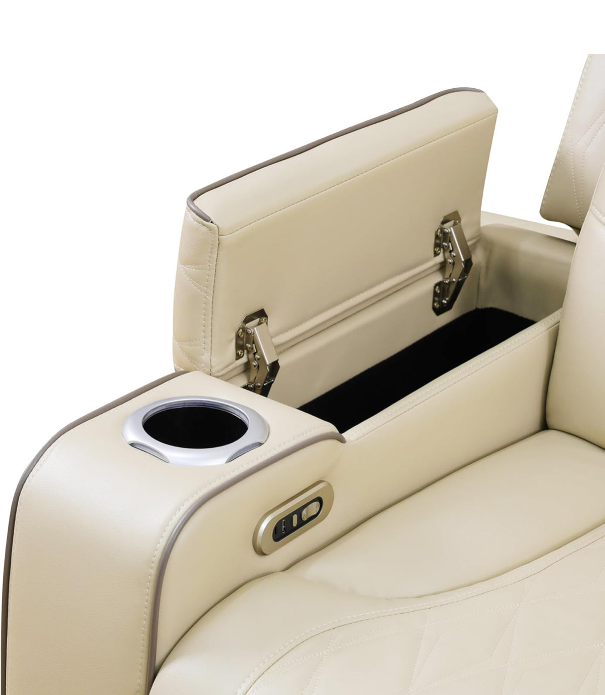 Beige Power Recliner Sectional Couch