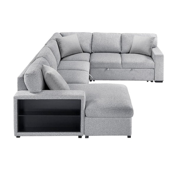 Gray Sectional Couch With Storage Space