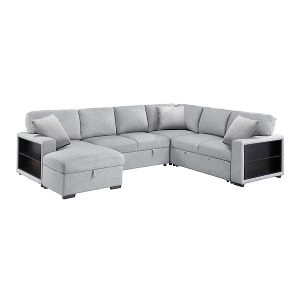 Gray Sectional Couch With Storage Space