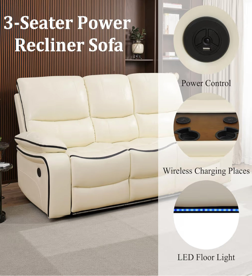 White Power Electric Reclining Couch