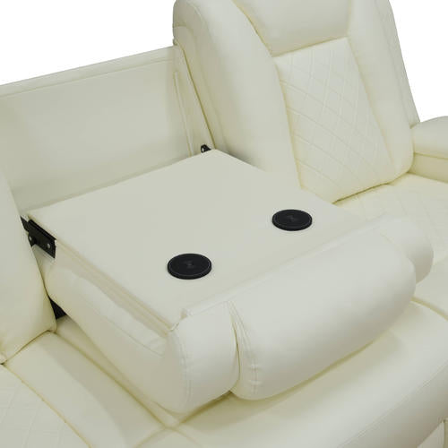 White Power Reclining Couch 3-Pc Set — Sofa • Loveseat • Chair