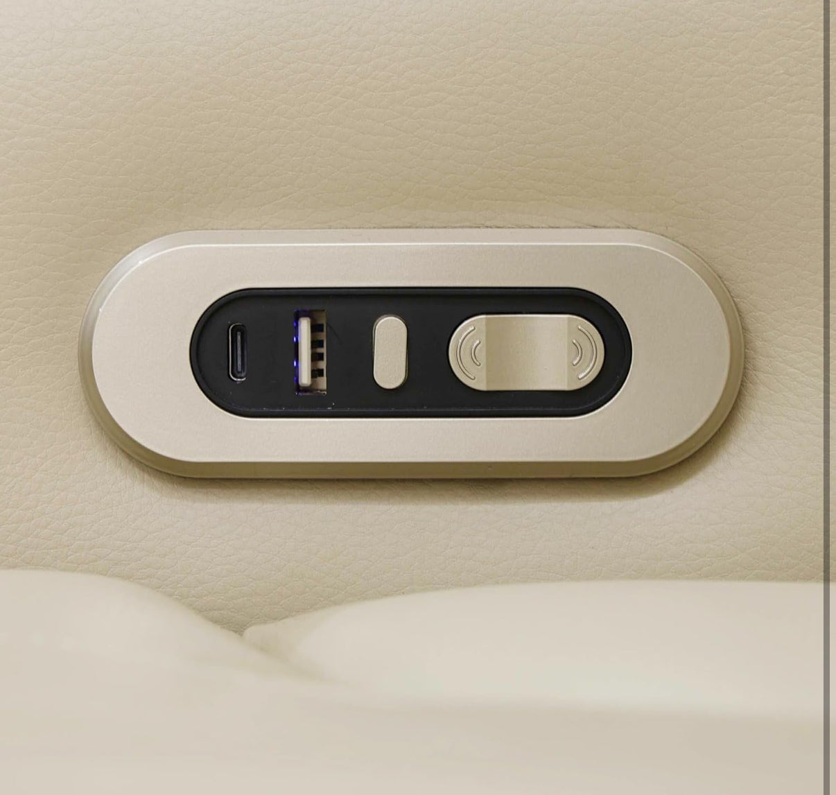 Beige Breathing Leather Power Reclining Living Room Sofa Set 3 Pieces