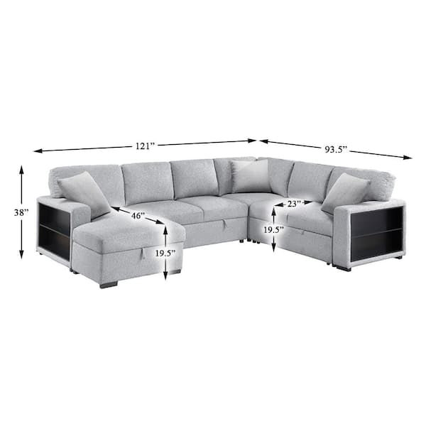 Gray Sectional Couch With Storage Space