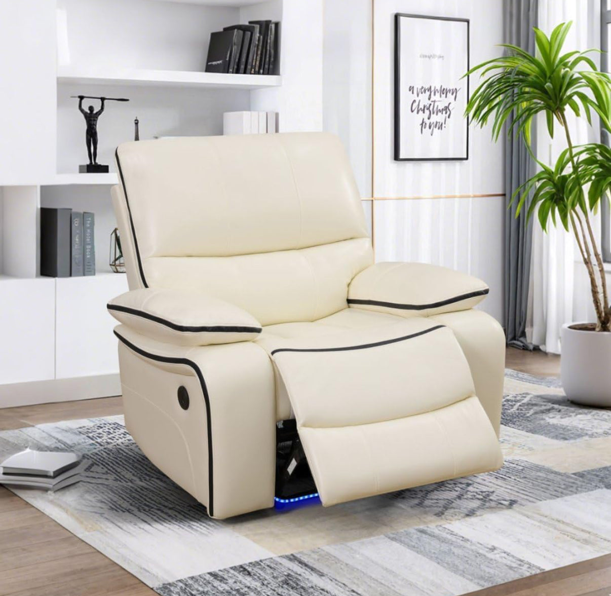 White Power Electric Reclining Couch