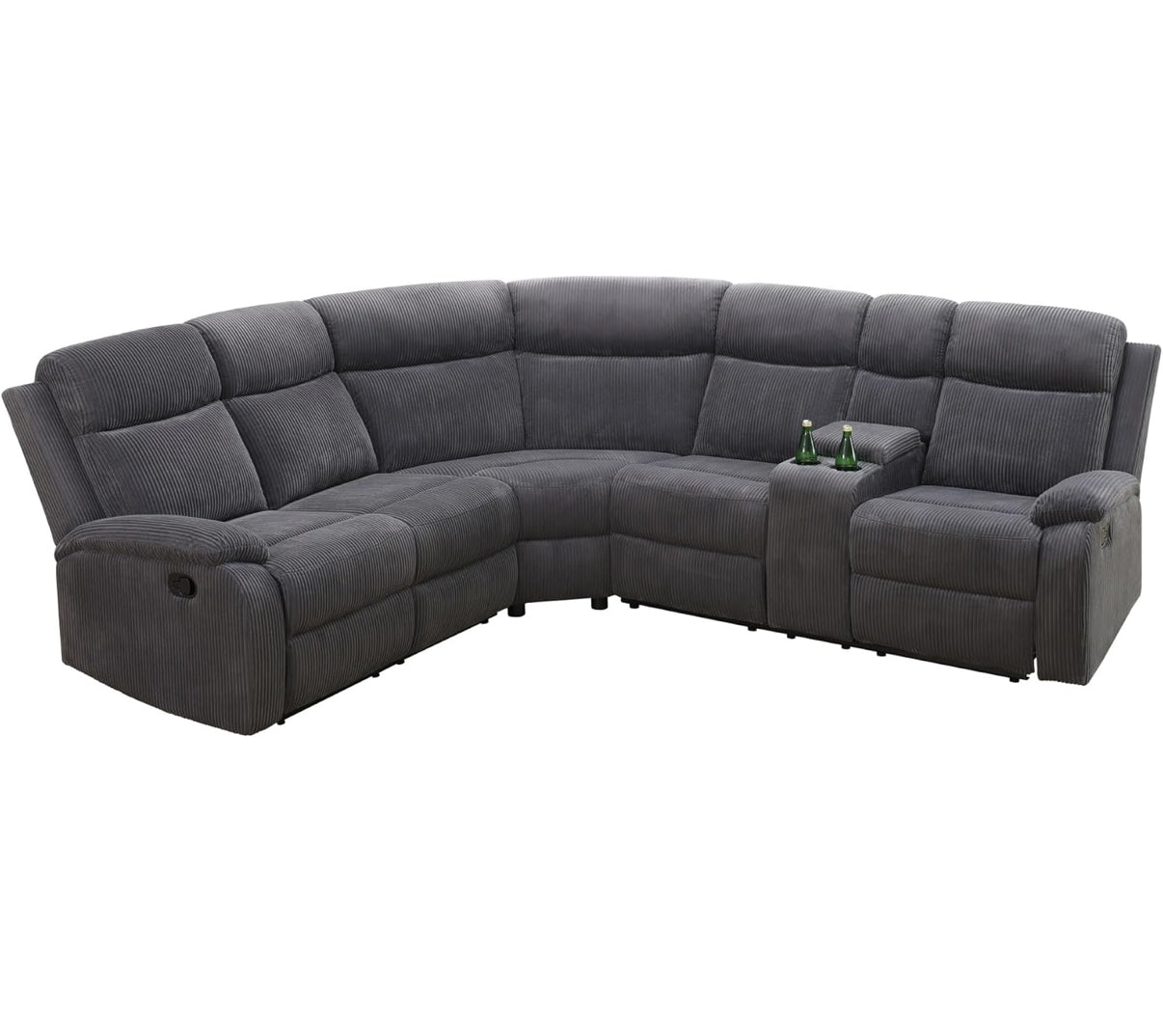 Gray Corduroy Fabric Sectional Couch