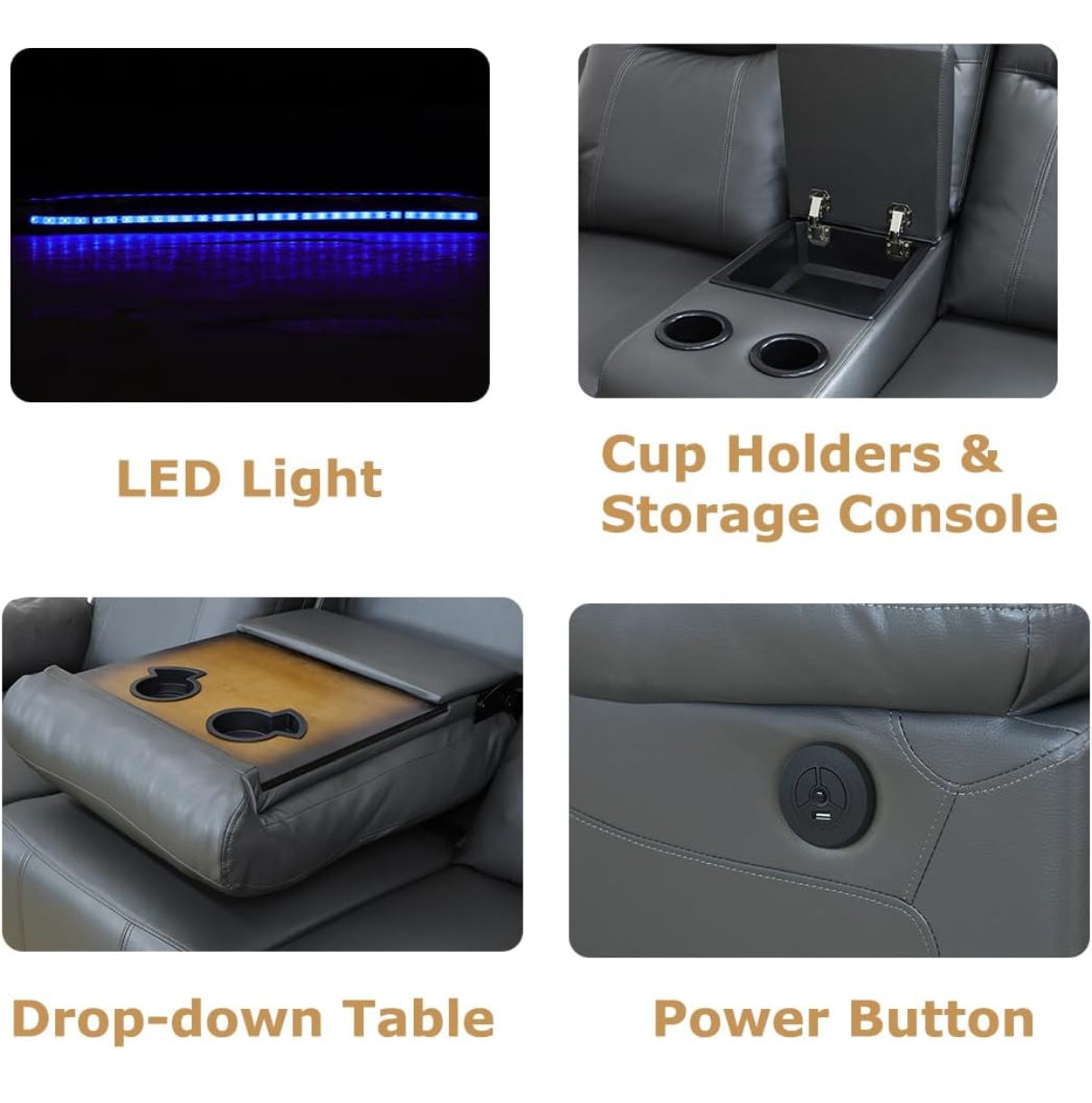 Gray Power Reclining Couch 3-Pc Set — Sofa • Loveseat • Chair