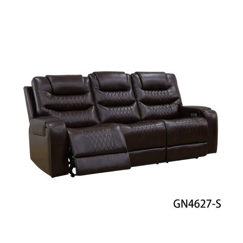 Brown Breathing Leather Power Reclining Couch Set - 3 Pieces