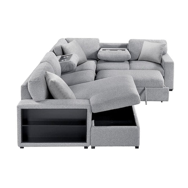 Gray Sectional Couch With Storage Space