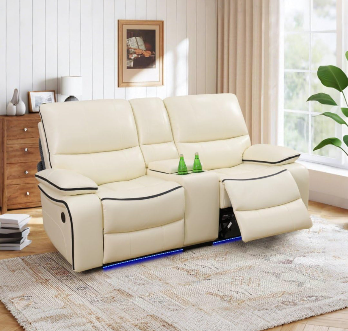White Power Electric Reclining Couch