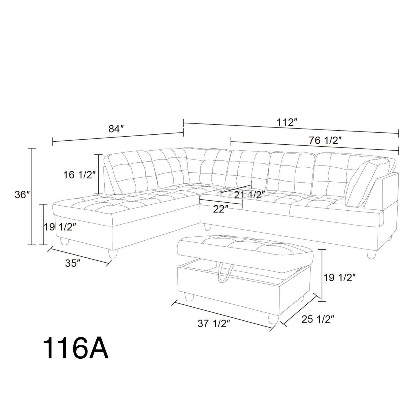 L Shape Sectional Couch With Ottoman
