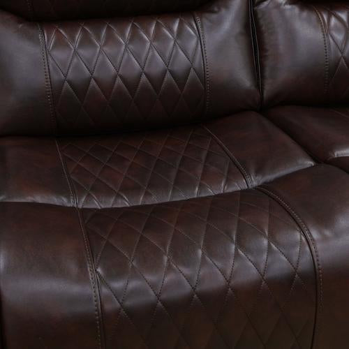Brown Breathing Leather Power Reclining Couch Set 3 Pieces
