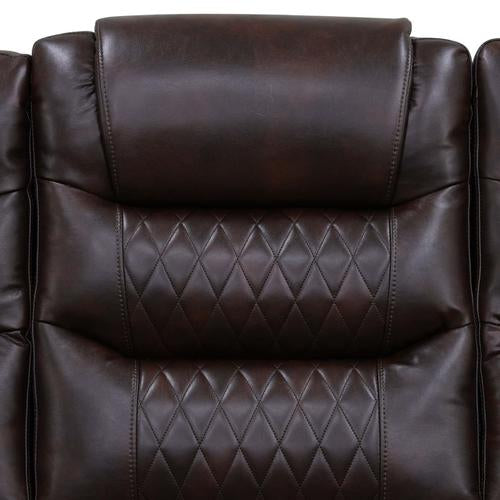 Brown Breathing Leather Power Reclining Couch Set 3 Pieces