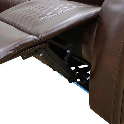 Brown Breathing Leather Power Reclining Couch Set 3 Pieces