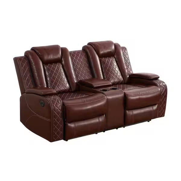 Reddish Brown Power Reclining Couch Set
