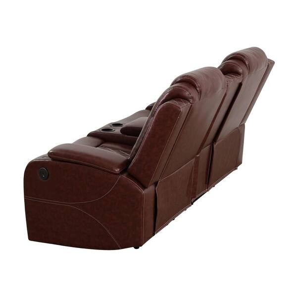 Reddish Brown Power Reclining Couch Set