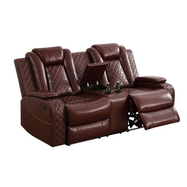 Reddish Brown Power Reclining Couch Set