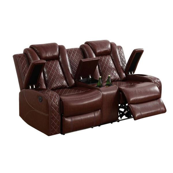 Reddish Brown Power Reclining Couch Set