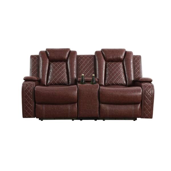 Reddish Brown Power Reclining Couch Set