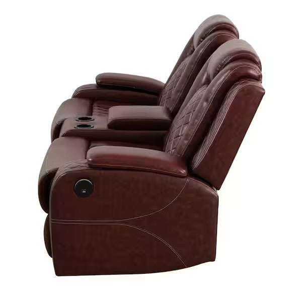 Reddish Brown Power Reclining Couch Set