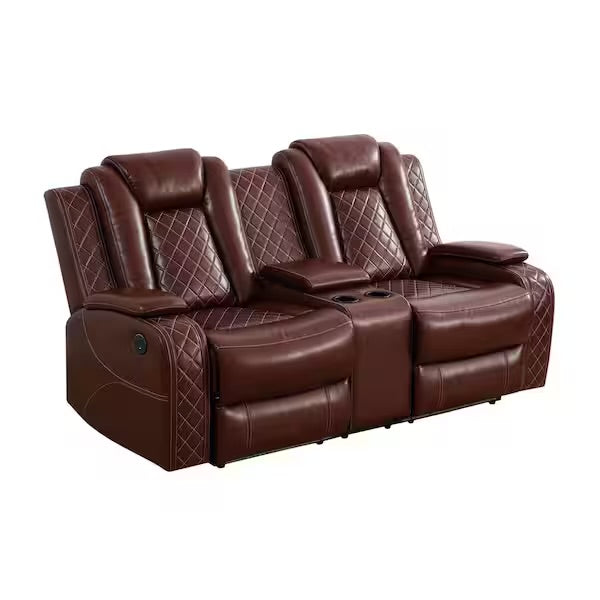 Reddish Brown Power Reclining Couch Set