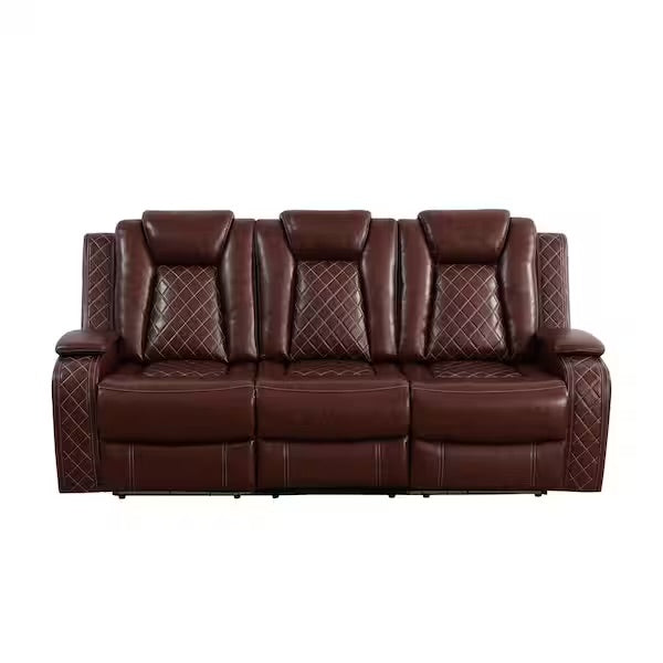 Reddish Brown Power Reclining Couch Set