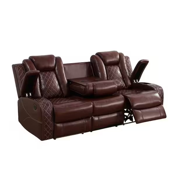 Reddish Brown Power Reclining Couch Set